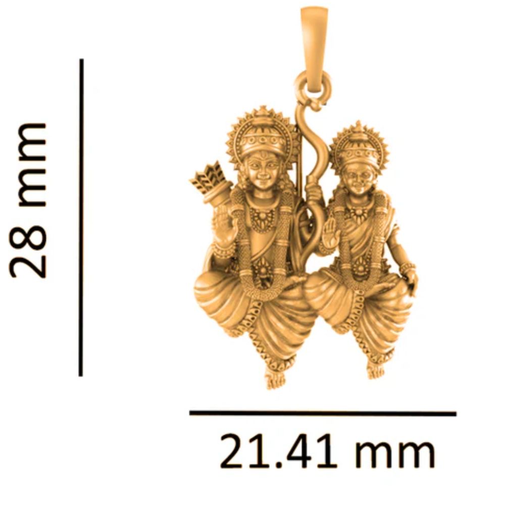 22 CT Gold Plated Silver (92.5% purity) God Ram and Maa Sita (Big Size) Pendant for Men and Women