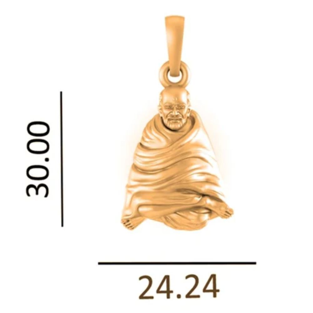 22 CT Gold Plated Silver (92.5% purity) Spiritual Neem Karoli Baba Pendant (Big Size) for Men and Women