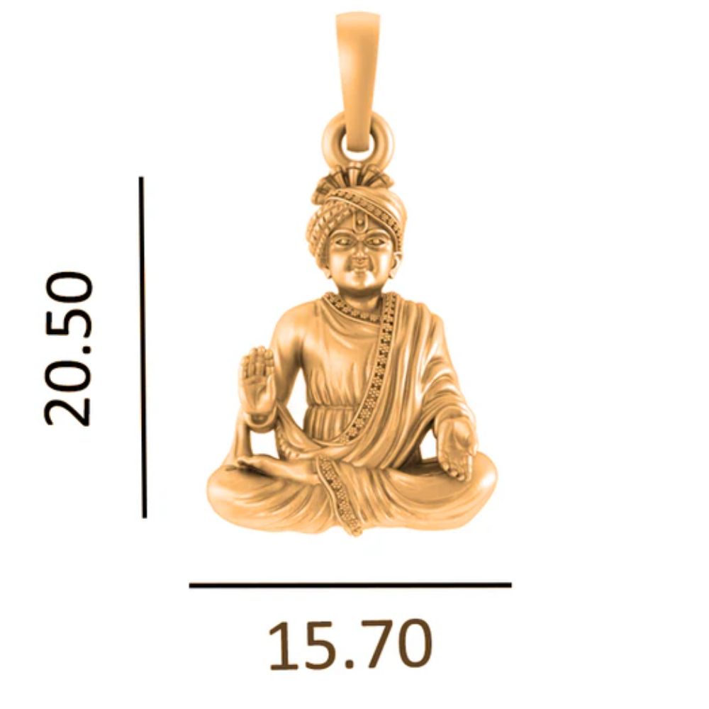 22 CT Gold Plated Silver (92.5% purity) Spiritual Swaminarayan Pendant for Men and Women