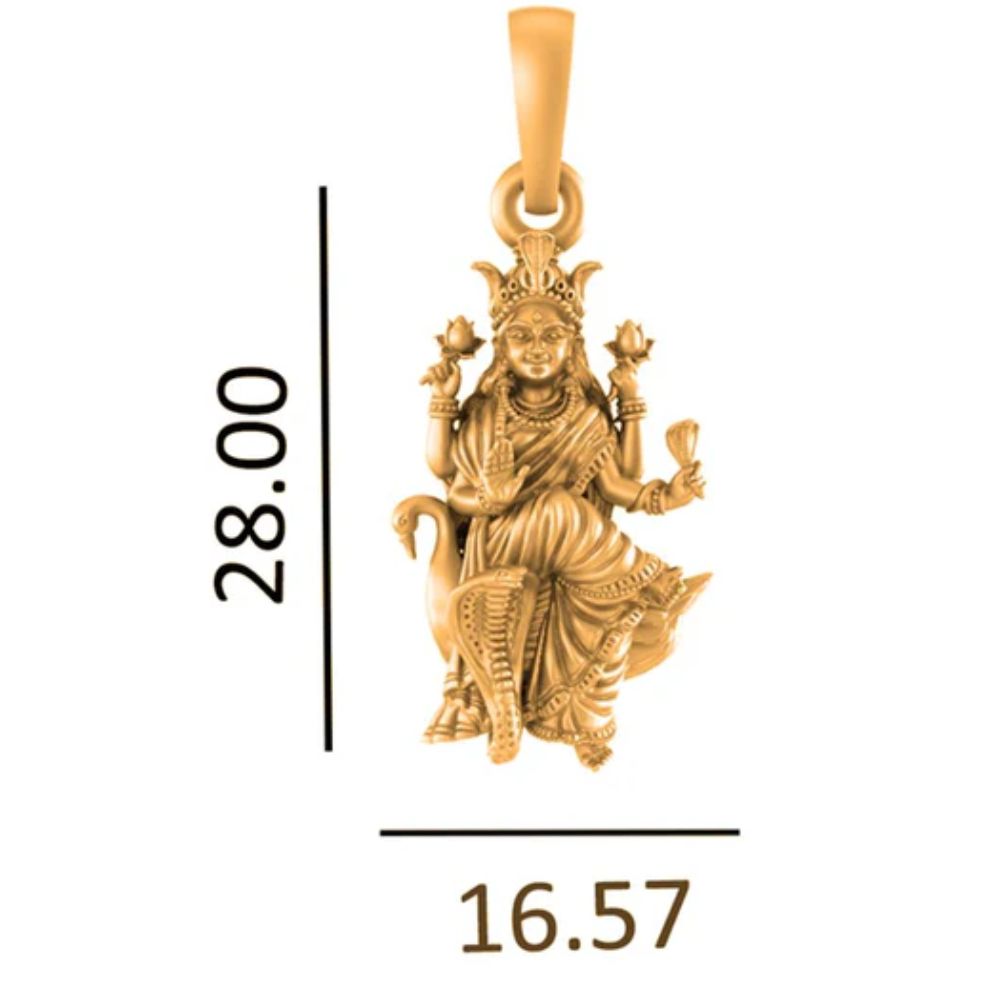 22 CT Gold Plated Silver (92.5% purity) Goddess Mansa Devi Pendant (Big Size) for Men and Women