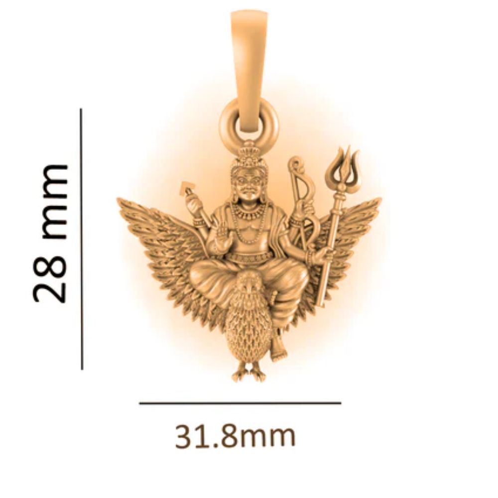 22 CT Gold Plated Silver (92.5% purity) God Shani Dev Pendant (Big Size) for Men and Women
