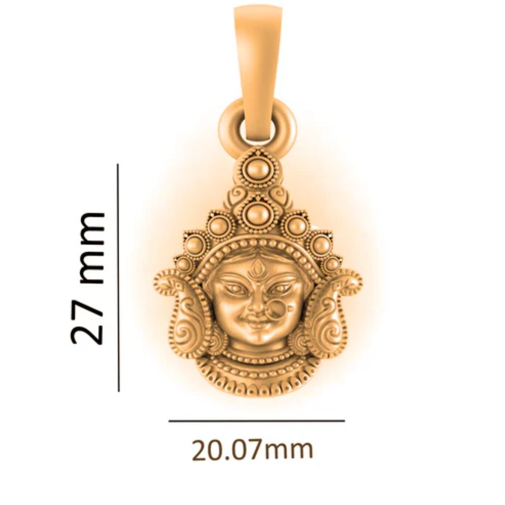 22 CT Gold Plated Silver (92.5% purity) Goddess Durga Maa Pendant for Men and Women