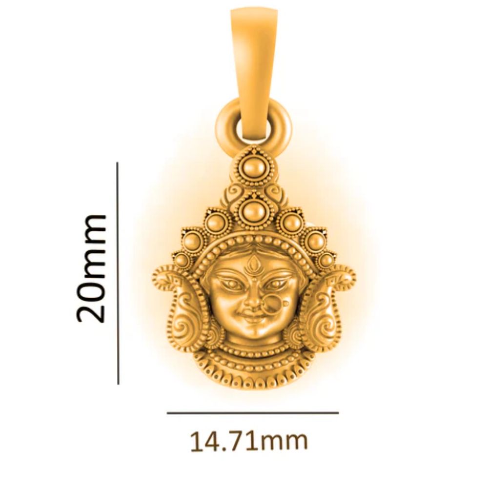 22 CT Gold Plated Silver (92.5% purity) Goddess Durga Maa Pendant for Men and Women