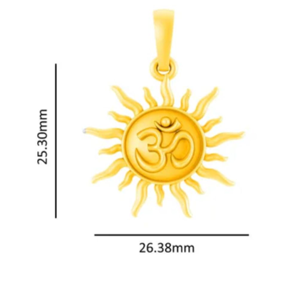 22 CT Gold Plated Silver (92.5% purity) Spiritual Sun Pendant (Big Size) for Men and Women
