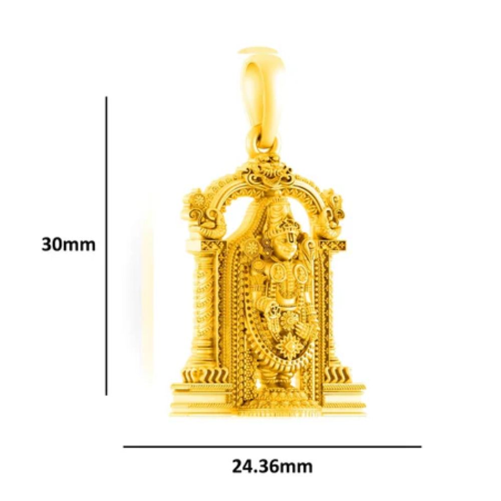 22 CT Gold Plated Silver (92.5% purity) God Bala ji Pendant (Big Size) for Men and Women