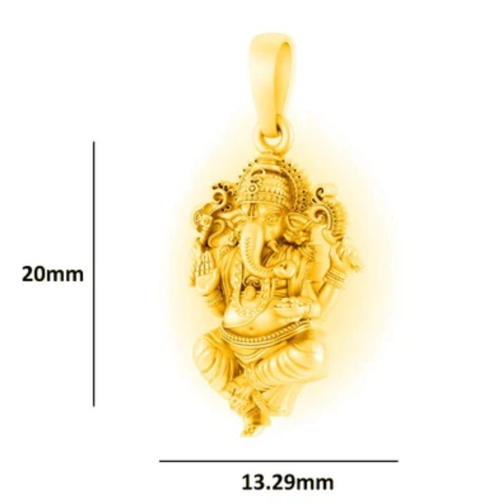 22 CT Gold Plated Silver (92.5% purity)God Ganesh Pendant for Men, Boys Girls and Women