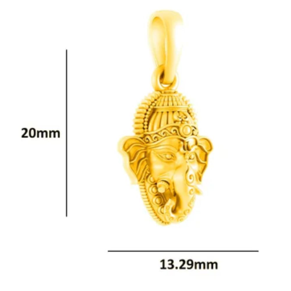 22 CT Gold Plated Silver (92.5% purity)God Ganesh Pendant for Men, Boys Girls and Women