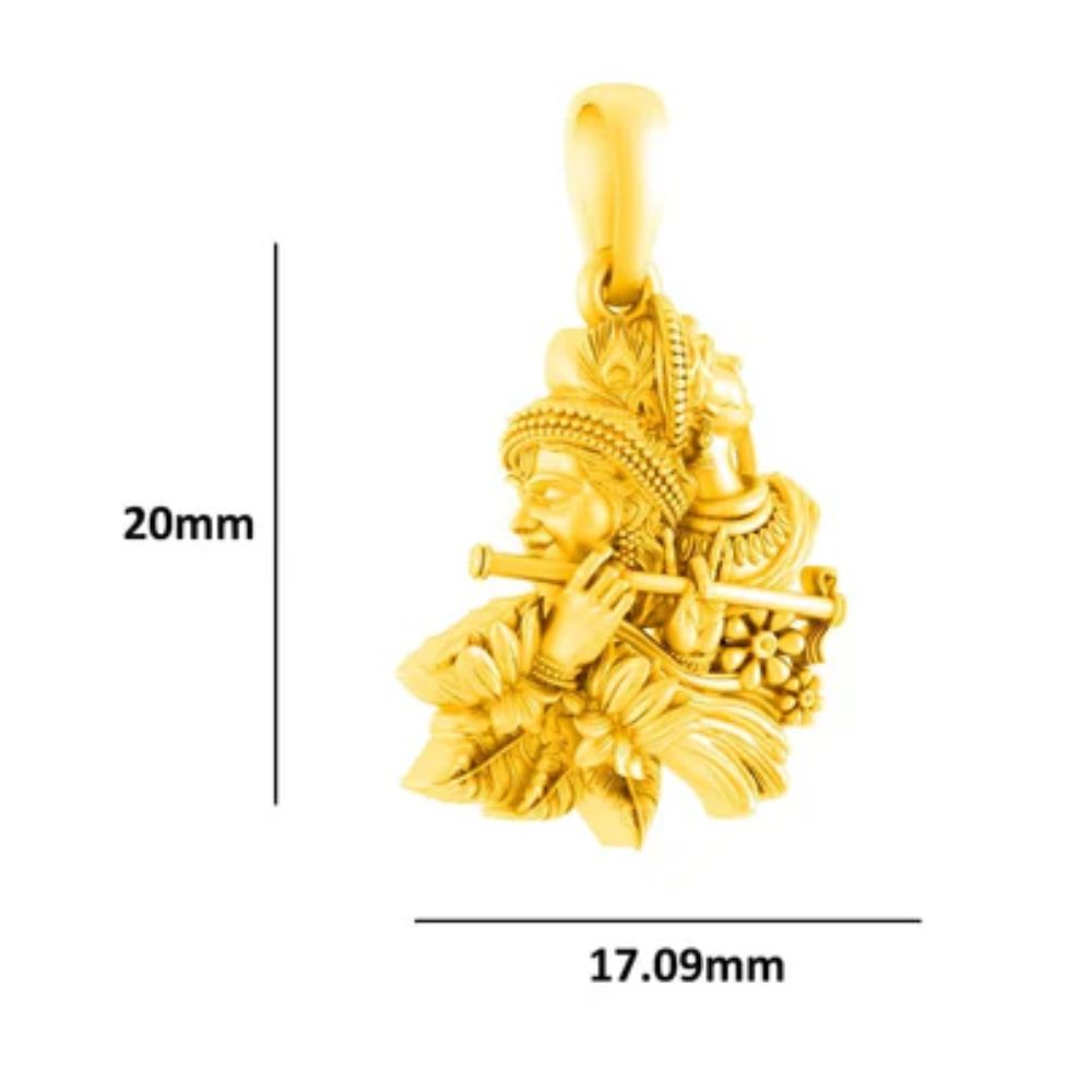 22 CT Gold Plated Silver (92.5% purity) God Radha Krishna Pendant for Men and Women