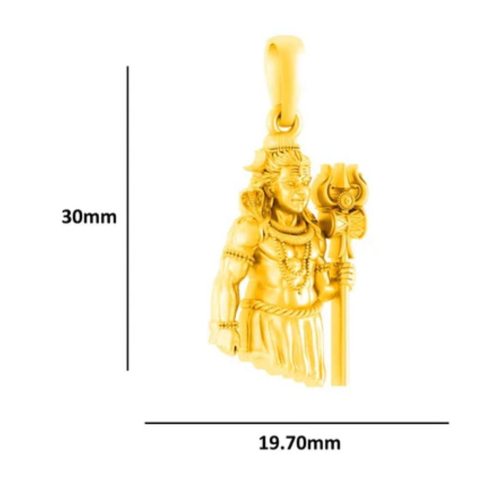 22 CT Gold Plated Silver (92.5% purity) God Shiva Pendant (Big Size) Pendant for Men and Women