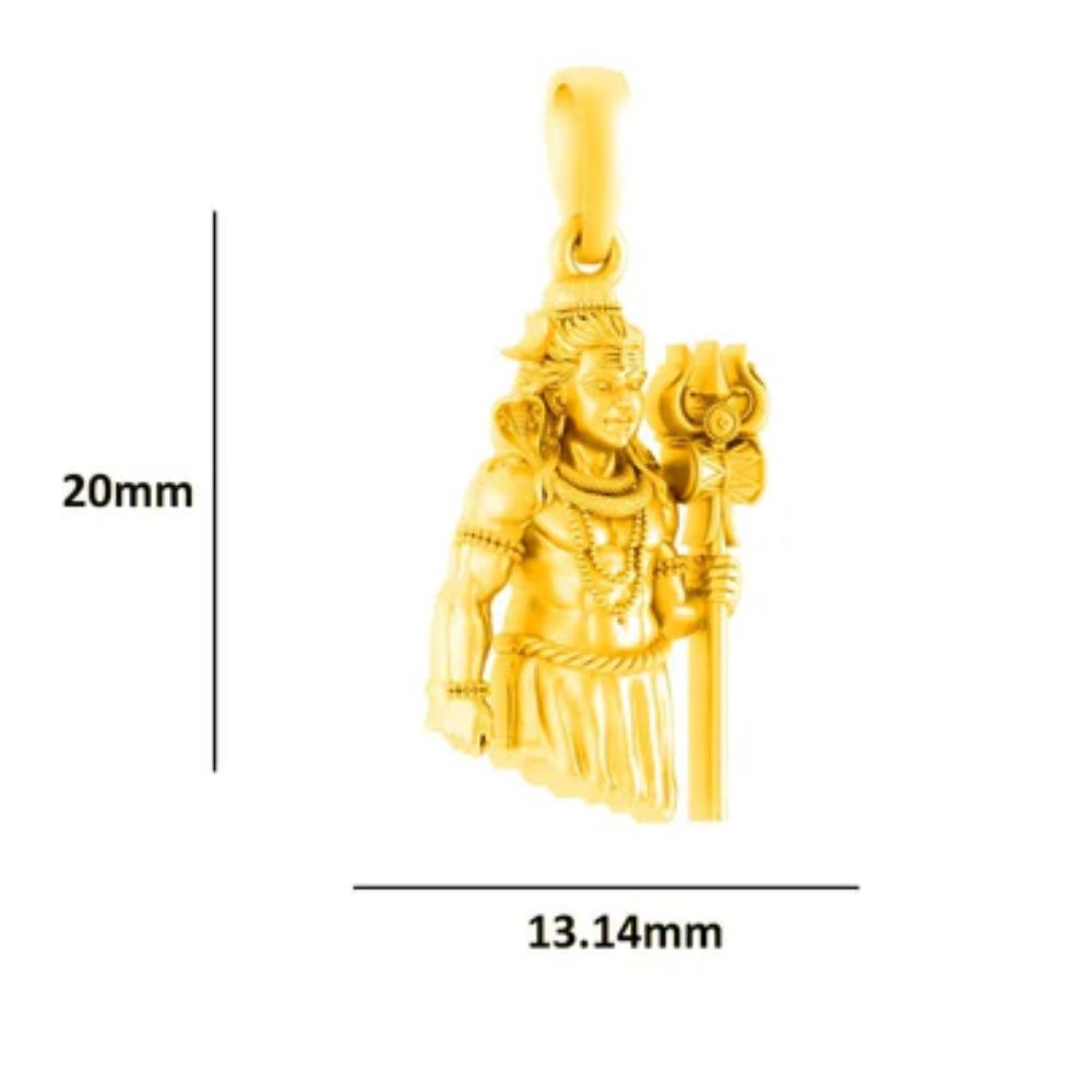 22 CT Gold Plated Silver (92.5% purity) God Shiva Pendant for Men and Women