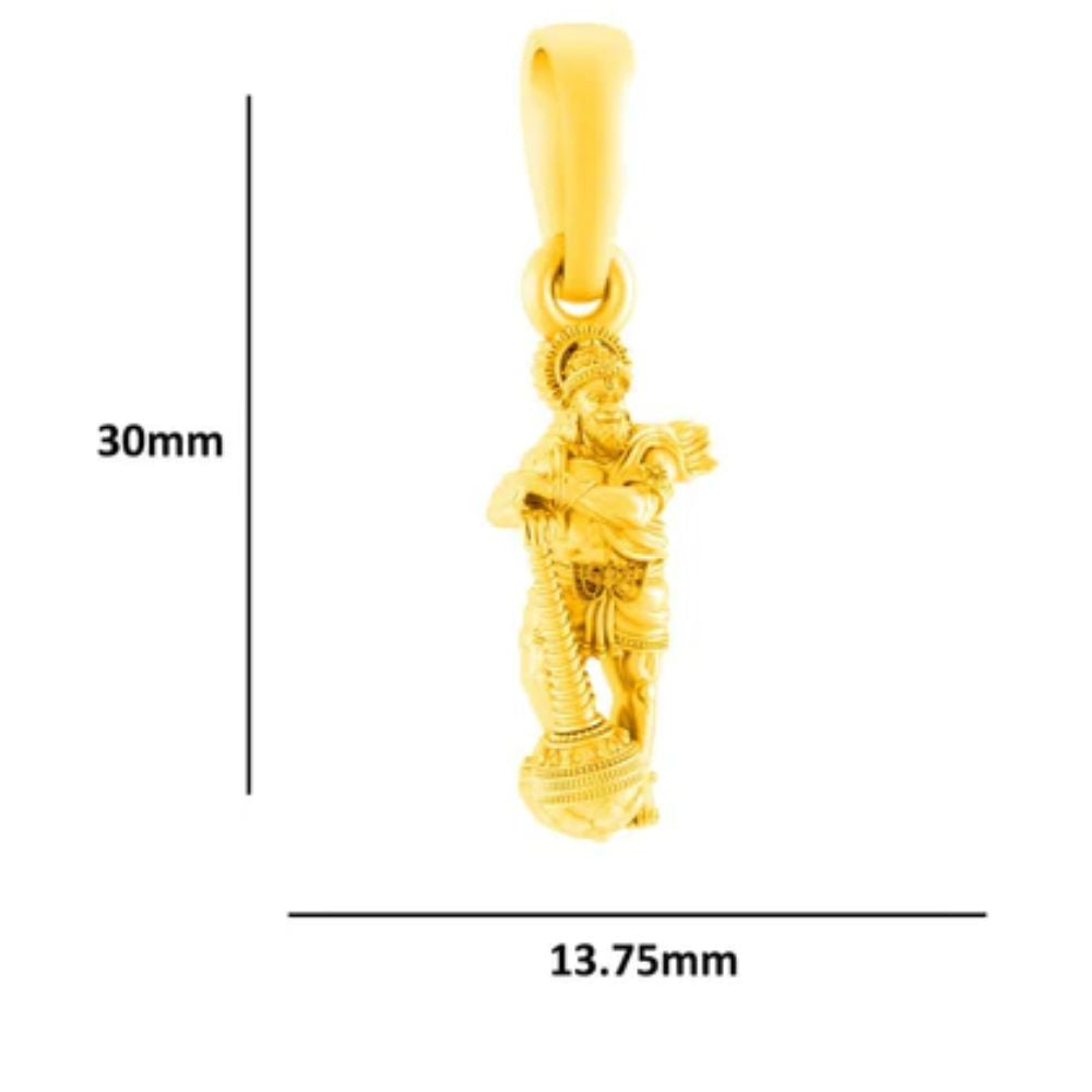22 CT Gold Plated Silver (92.5% purity) God Hanuman/Bajrang Bali (Big Size) Pendant for Men