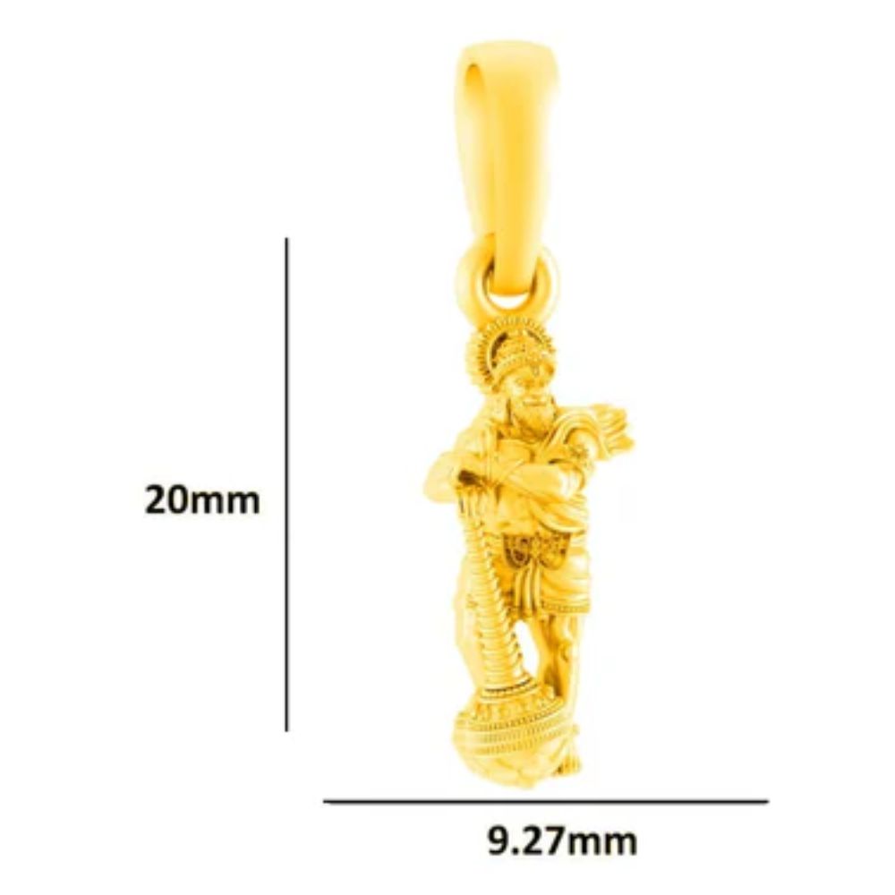 22 CT Gold Plated Silver (92.5% purity)God Hanuman/Bajrang Bali Pendant for Men