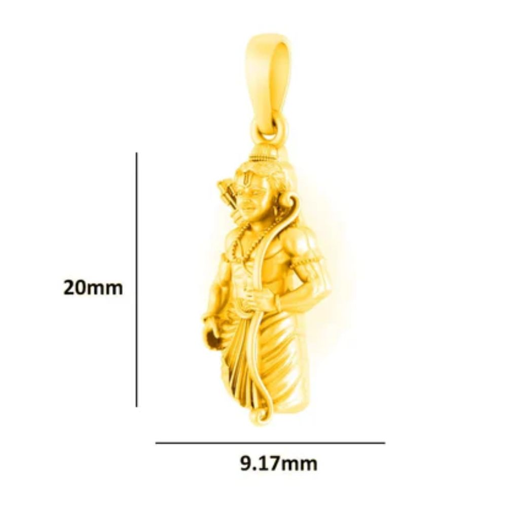 22 CT Gold Plated Silver (92.5% purity) God Ram Pendant for Men and Women
