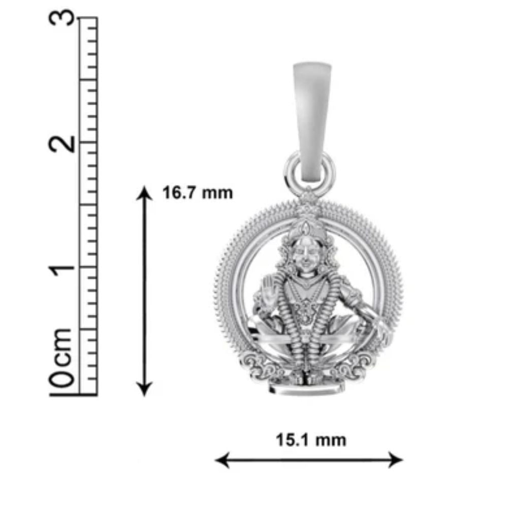 Sterling Silver (92.5% purity) God Ayyappa Chain Pendant (Pendant with Snake Chain) for Men & Women Pure Silver Lord Ayyappa Chain Locket