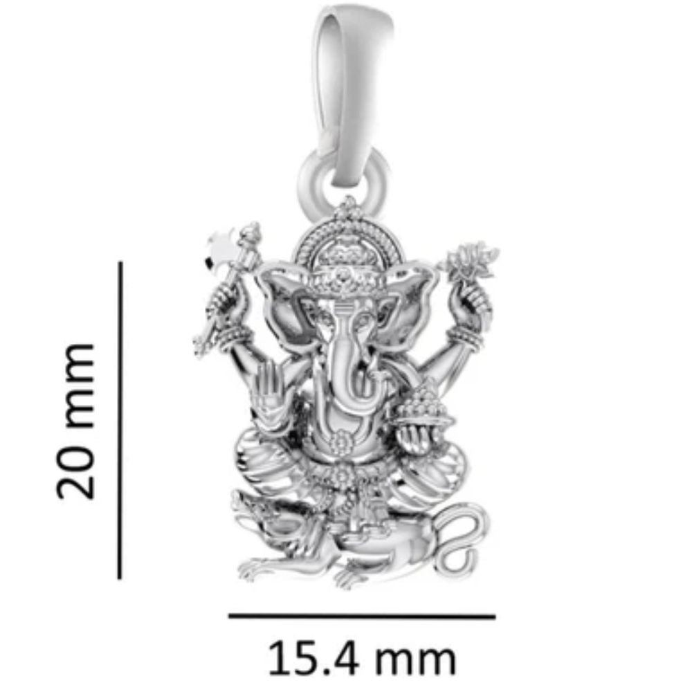 Sterling Silver (92.5% Purity) Pure Silver God Ganesha Chain Pendant (Locket with Snake Chain) for Men & Women