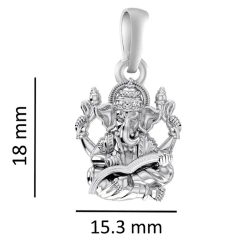Sterling Silver (92.5% Purity) Pure Silver God Ganesha Chain Pendant (Locket with Snake Chain) for Men & Women