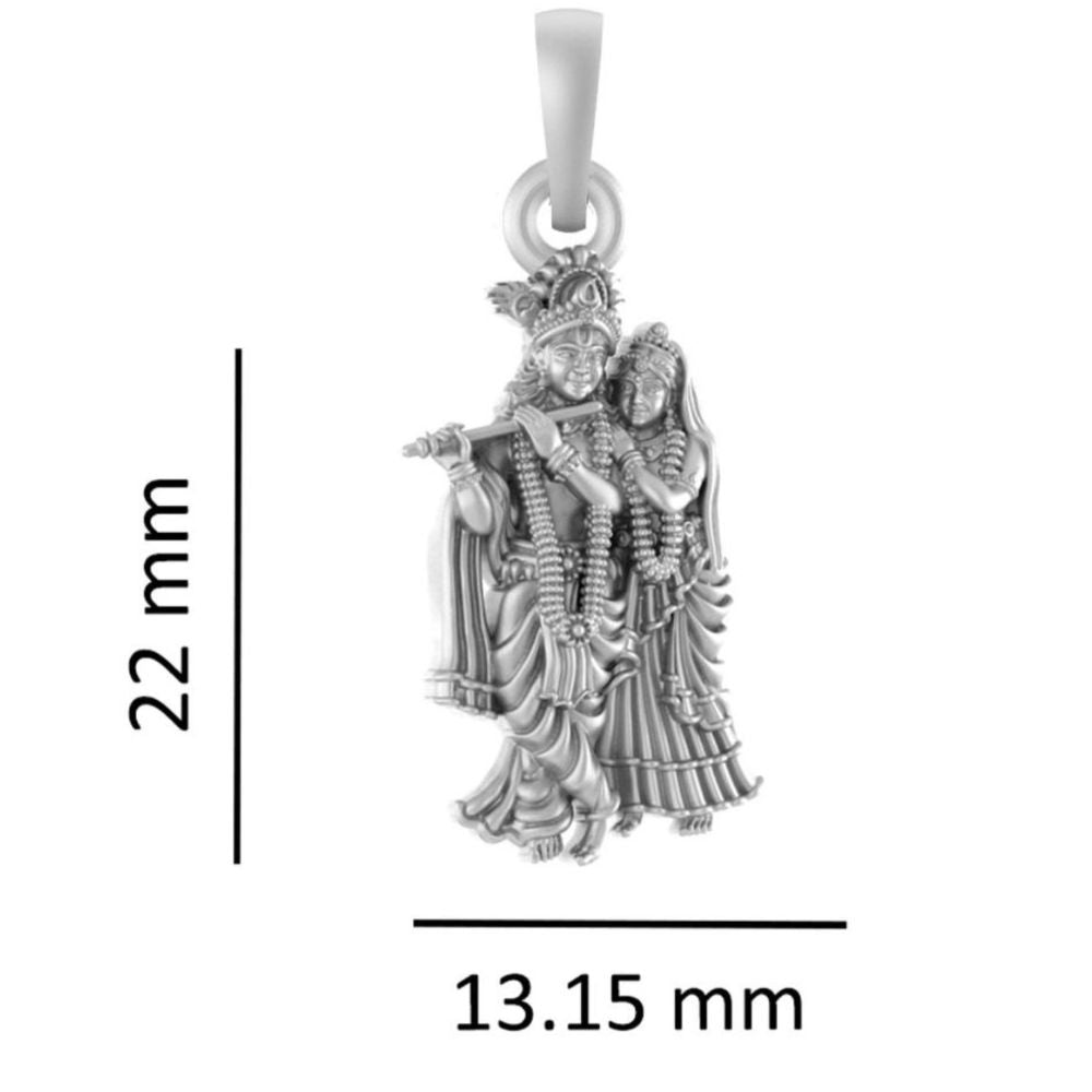 Sterling Silver (92.5% Purity) Pure Silver God Radha Krishna Chain Pendant (Locket with Snake Chain) for Men & Women