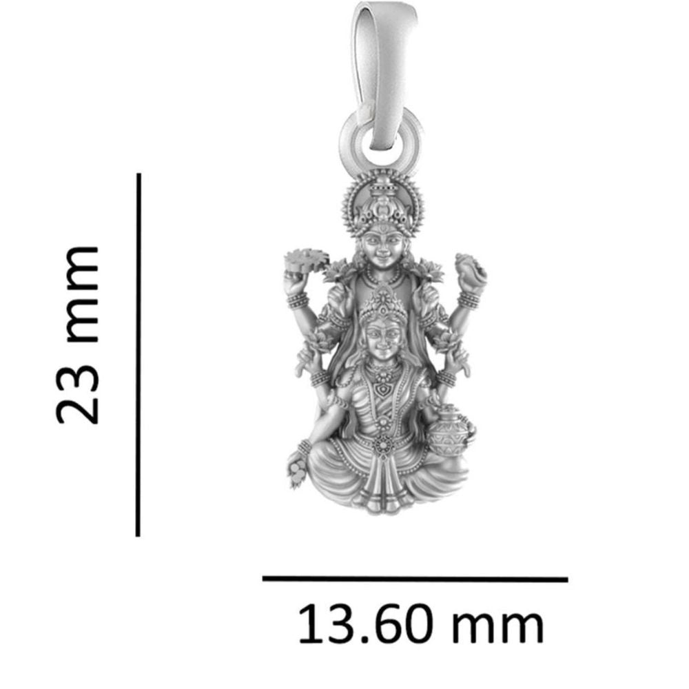 Sterling Silver (92.5% Purity) Pure Silver God Vishnu Laxmi Chain Pendant (Locket with Snake Chain) for Men & Women