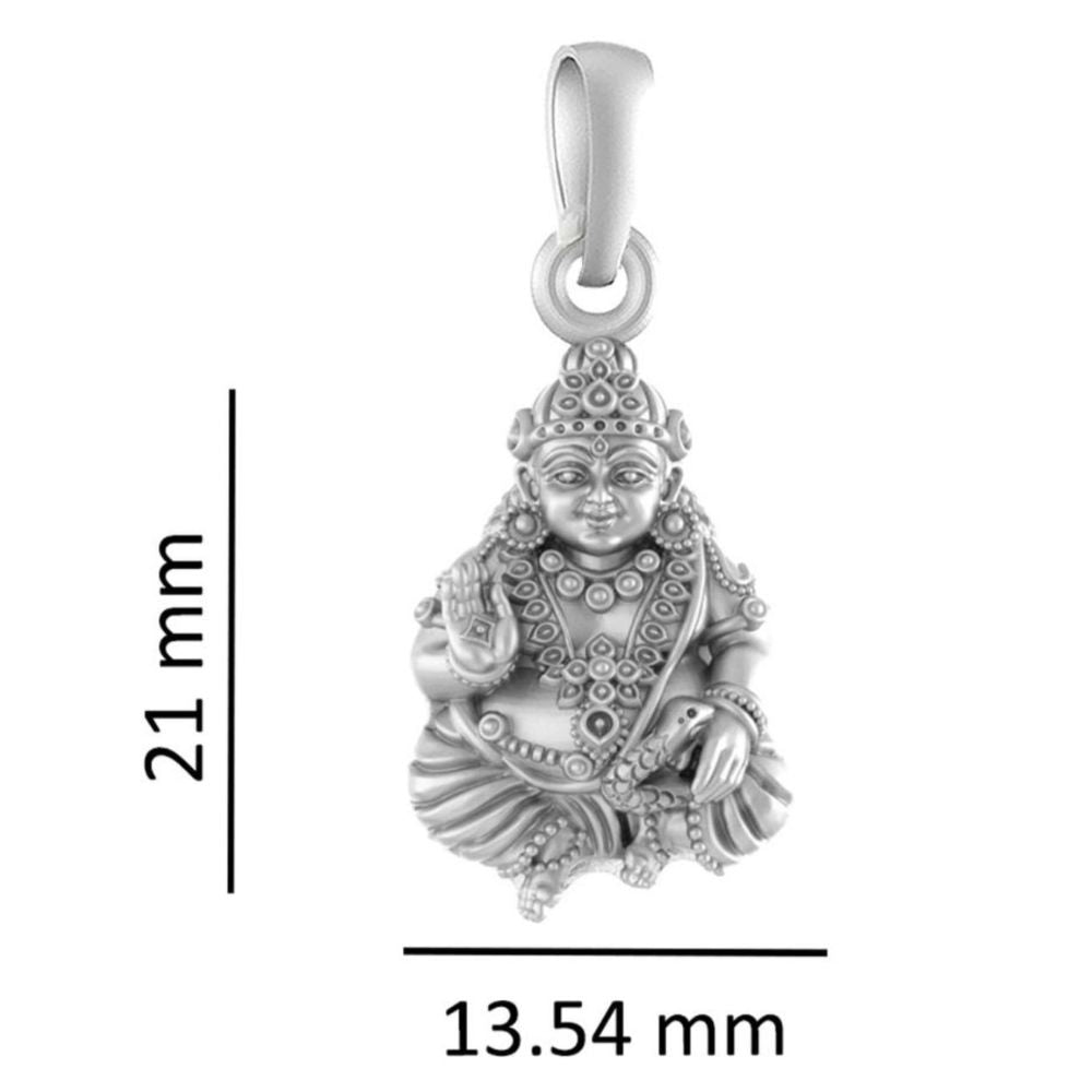 Sterling Silver (92.5% Purity) Pure Silver God Kuber Chain Pendant (Locket with Snake Chain) for Men & Women
