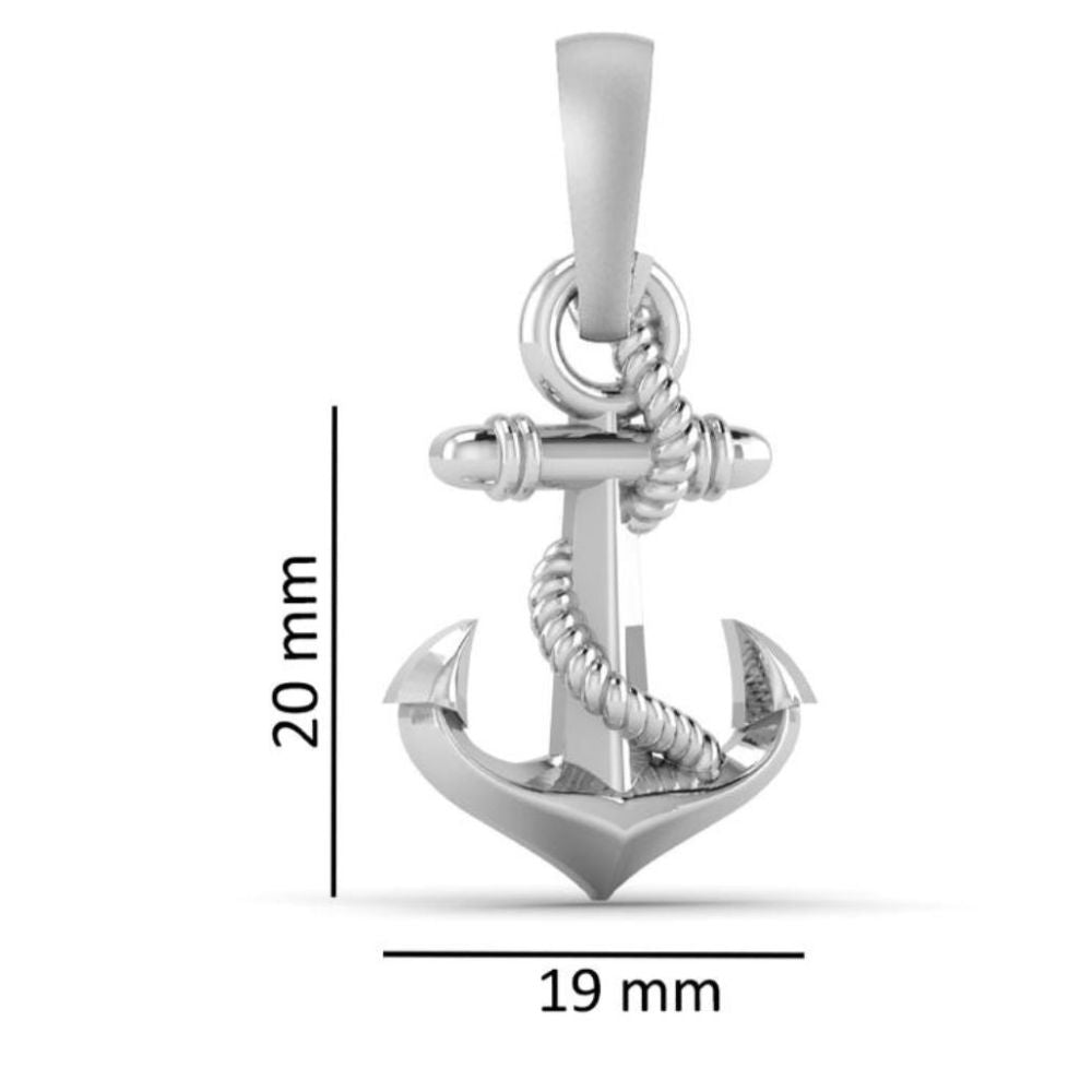 Sterling Silver (92.5% Purity) Pure Silver Ship Anchor Chain Pendant (Locket with Snake Chain) for Men & Women