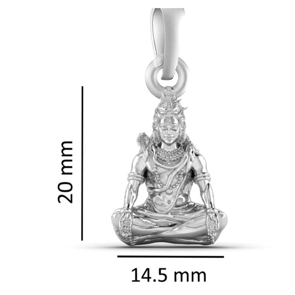 Sterling Silver (92.5% Purity) Pure Silver God Shiva Chain Pendant (Locket with Snake Chain) for Men & Women