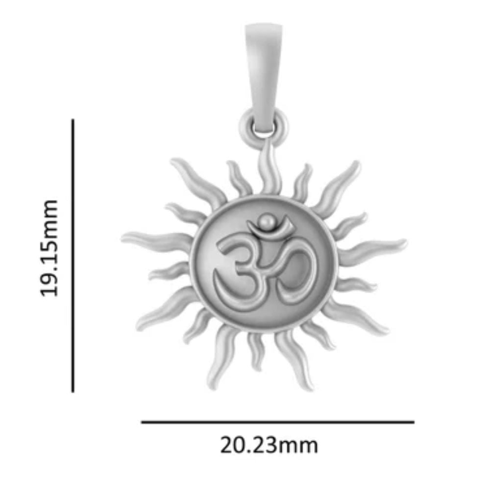 Sterling Silver (92.5% Purity) Pure Silver Spiritual Sun Chain Pendant (Locket with Snake Chain-18 inches) for Women