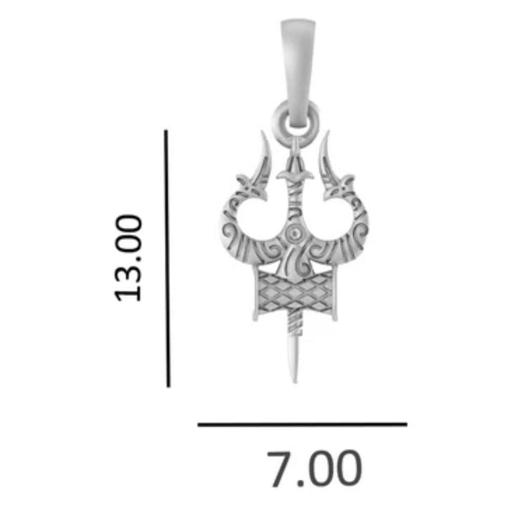 Silver Spiritual Shiva Trishul Chain Pendant (92.5% purity) by Shiva Trishul Chain Pendant for Kids (Upto 4 years)(Snake Chain: 12 Inches)