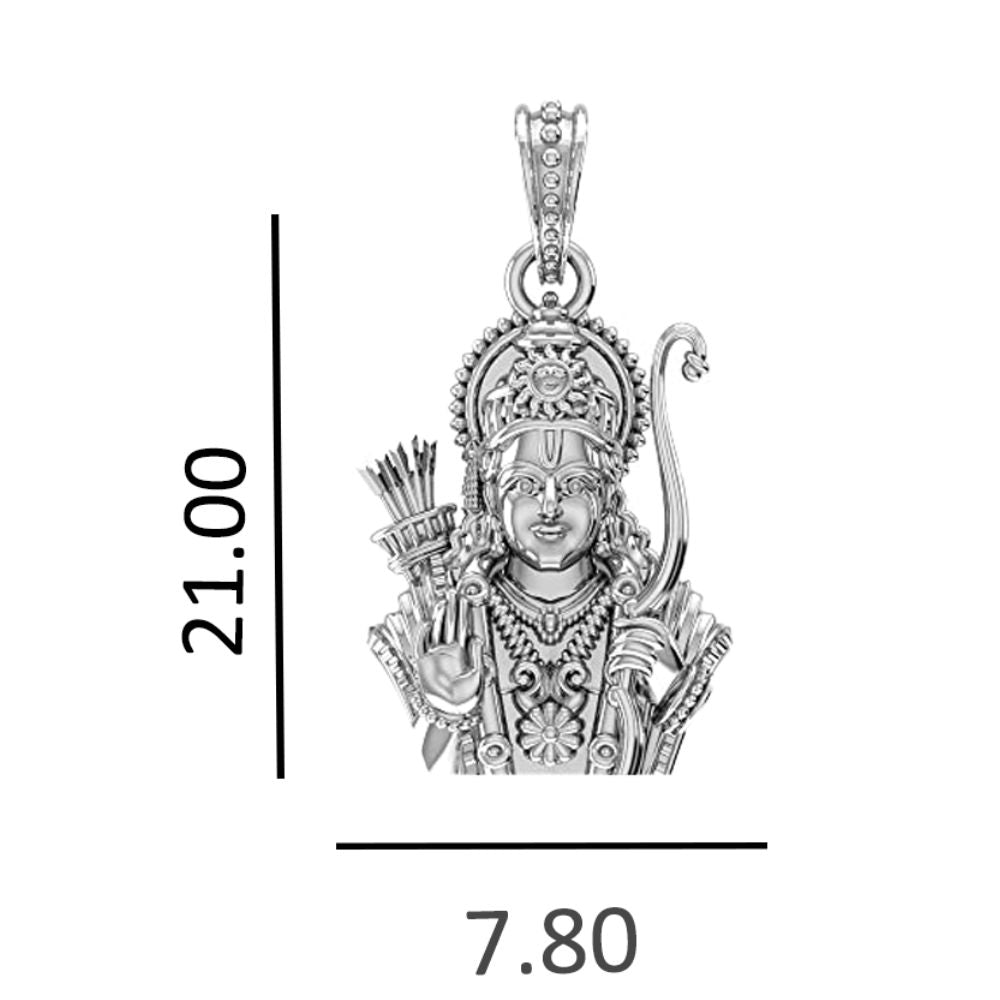 God Shree Ram Silver Chain Pendant(92.5% purity) by Akshat Sapphire Ram Chain Pendant for Kids (Snake Chain: 15 Inches)