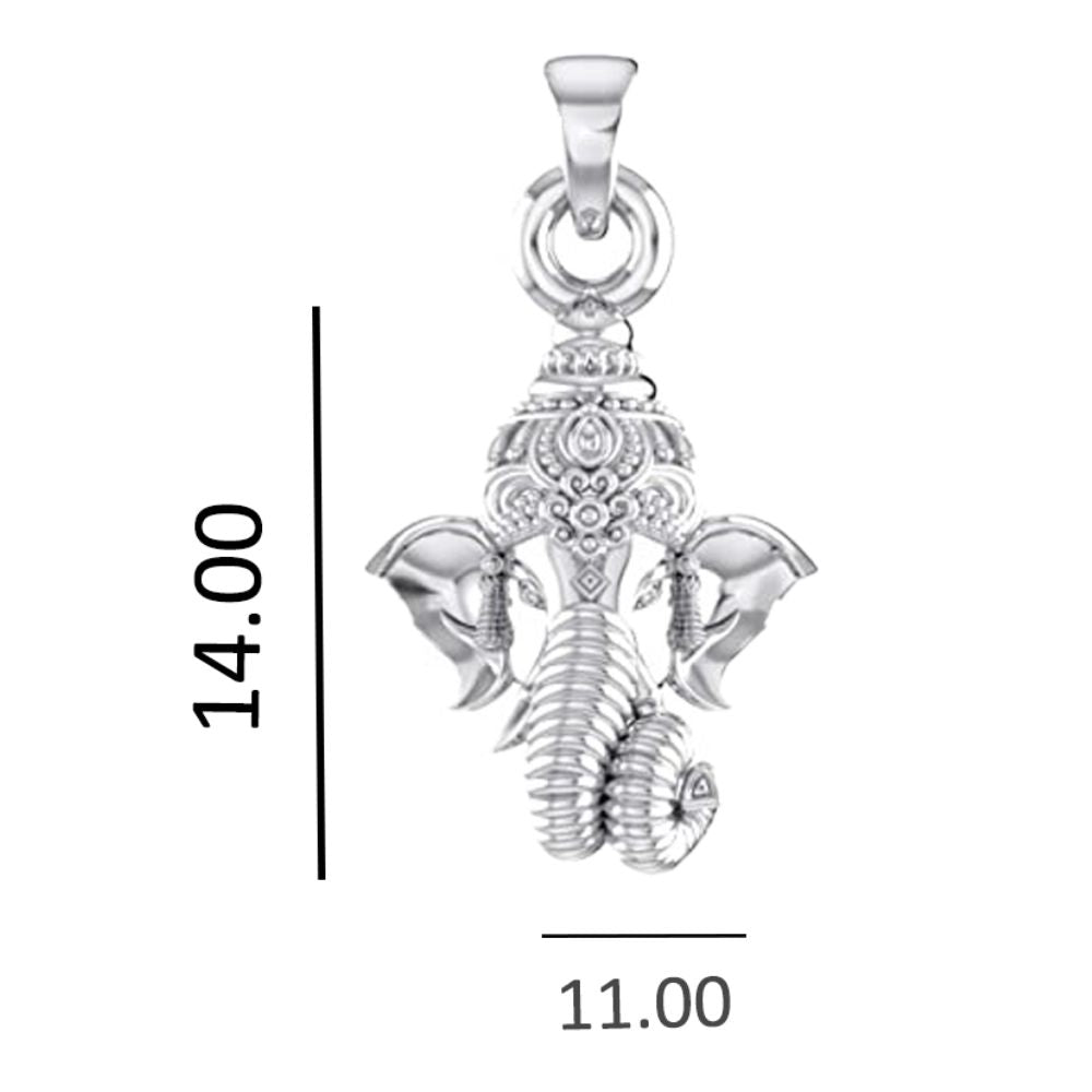 God Ganesh Silver Chain Pendant (92.5% purity) by Ganapathy Chain Pendant for Kids (Snake Chain: 15 Inches)