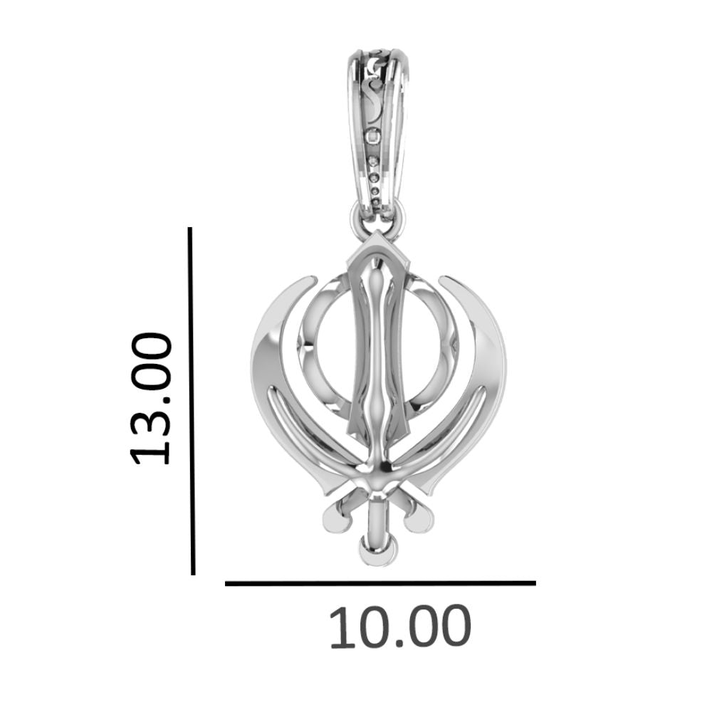 Silver Sikh Khanda symbol Chain Pendant (92.5% purity) by Sikh Khanda symbol Chain Pendant for Kids (Upto 4 years) and Woman (Snake Chain: 12 Inches)