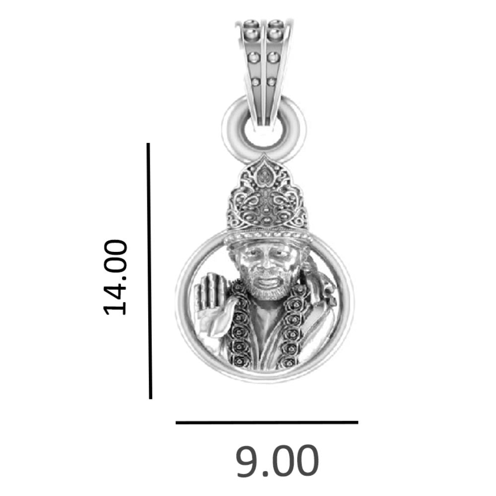 God Shirdi Sai Baba Silver Chain Pendant (92.5% purity) by Sai baba Chain Pendant for Kids (Snake Chain: 15 Inches)