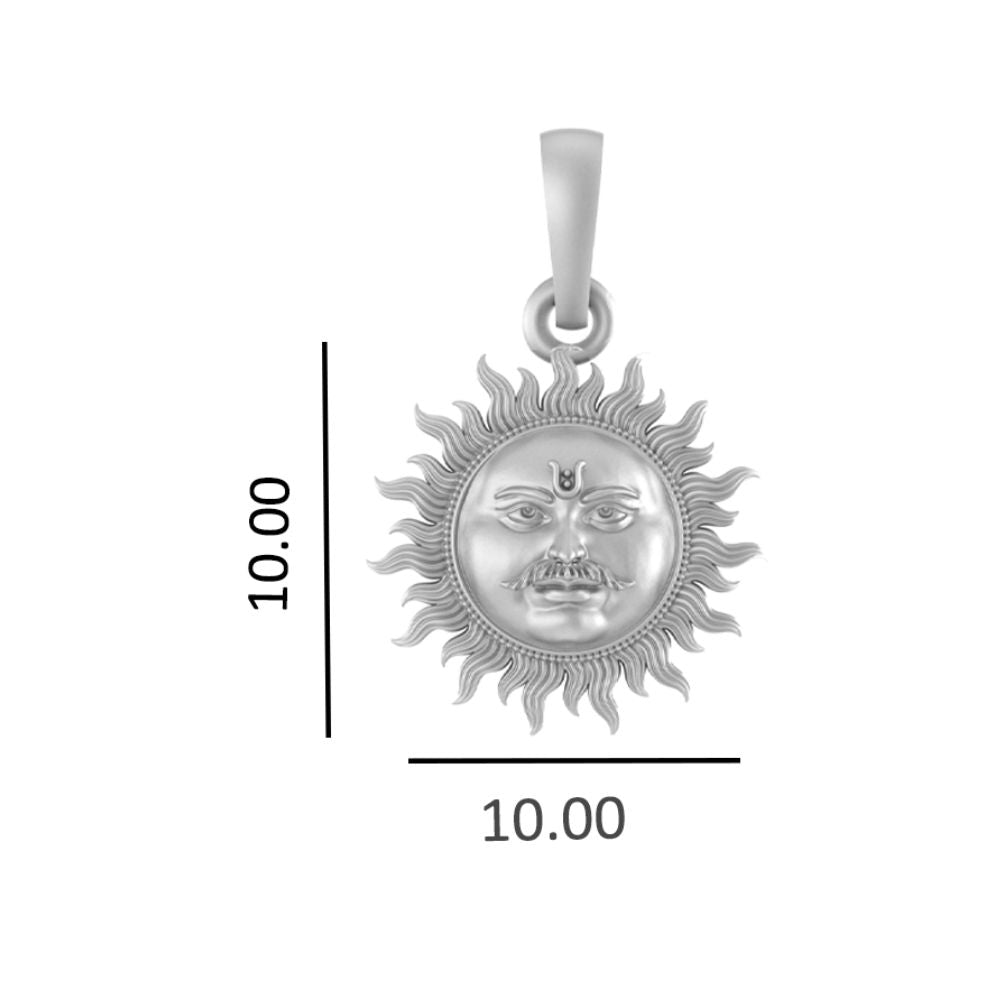 Silver Divine God Sun Chain Pendant(92.5% purity) by Lord Surya Chain Pendant for Kids (Upto 4 years) (Snake Chain: 12 Inches)