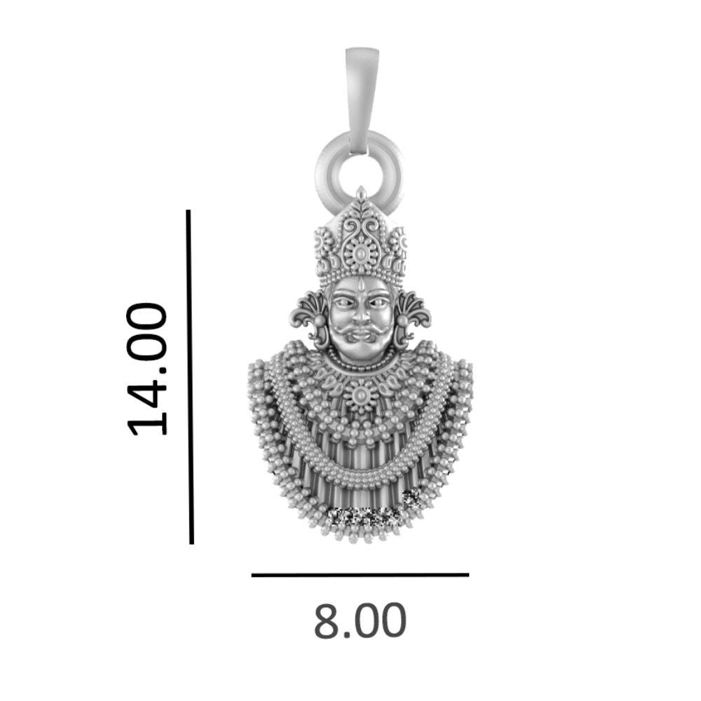 God Baba Khatu Shyam Silver Chain Pendant (92.5% purity) by Baba Khatu Shyam Chain Pendant for Kids (Upto 4 years) (Snake Chain: 12 Inches)