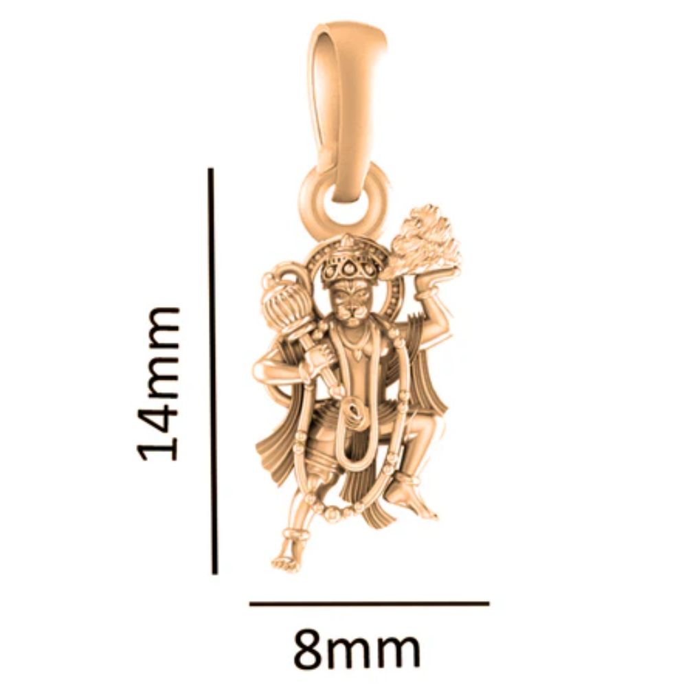 22 CT Gold Plated Silver (92.5% purity) God Hanuman Bajrang Bali Pendant by for Kids