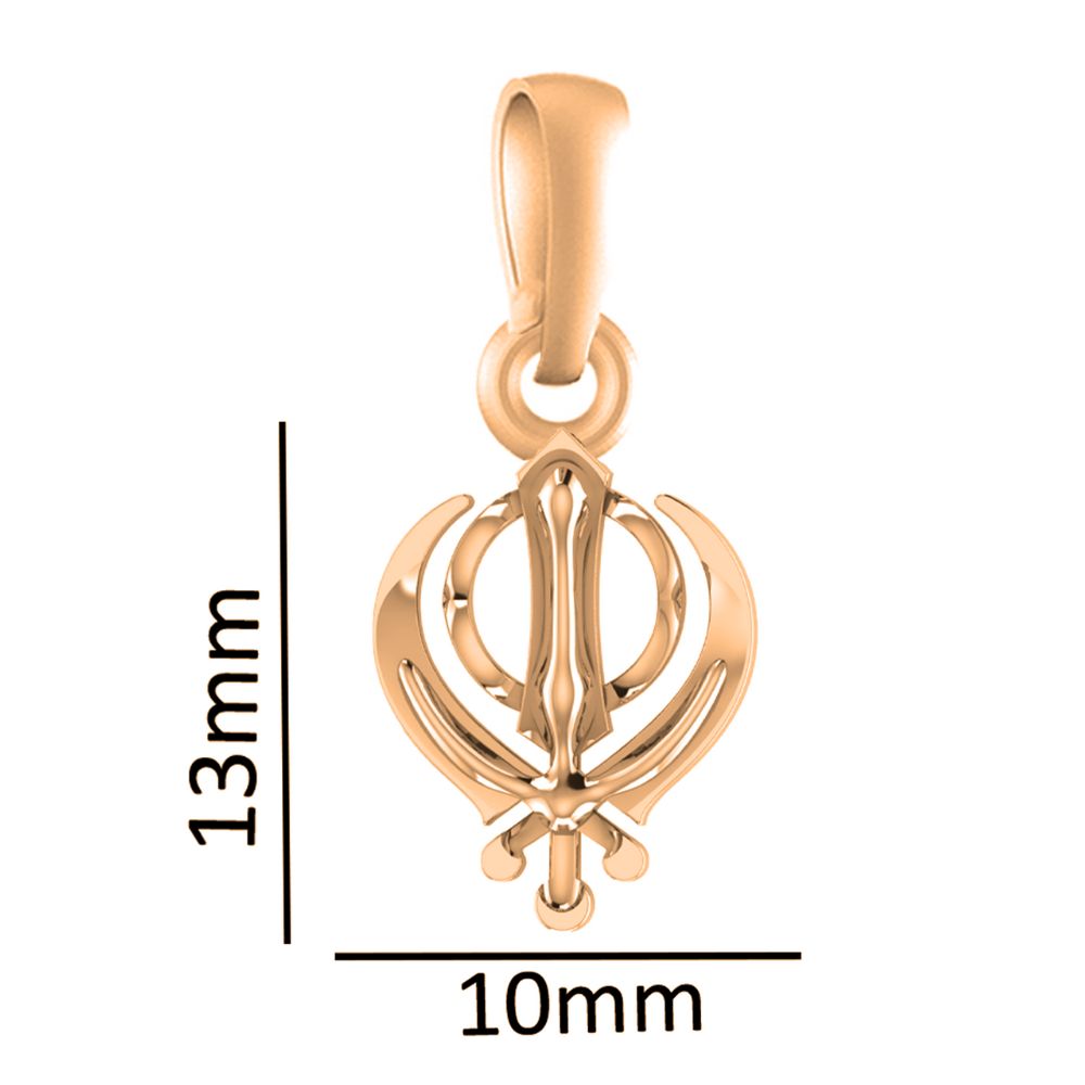 22 CT Gold Plated Silver (92.5% purity) Sikh Khanda symbol Pendant by for Kids and Woman
