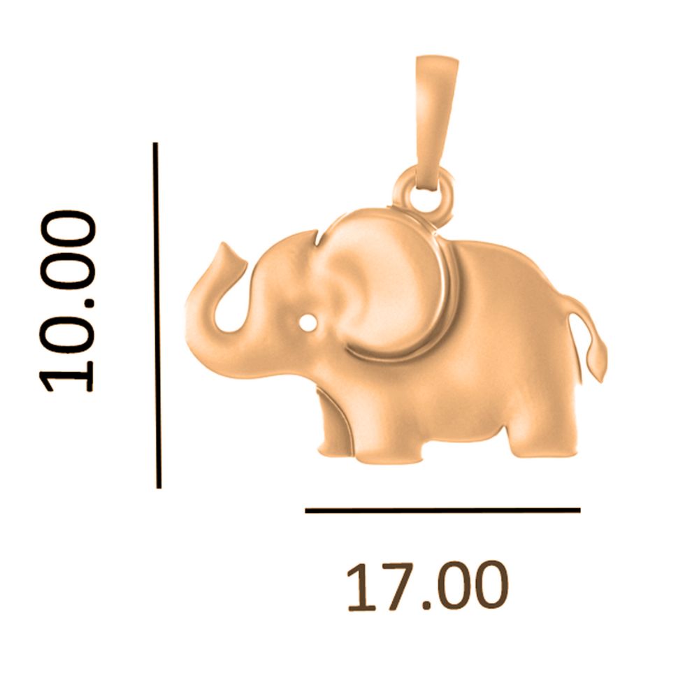 22 CT Gold Plated Silver (92.5% purity) Strength Symbolic Elephant Pendant by for Kids & Woman
