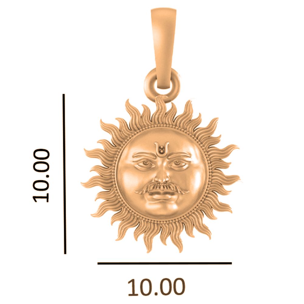 22 CT Gold Plated Silver (92.5% purity) Divine God Sun Pendant by for Kids & Woman