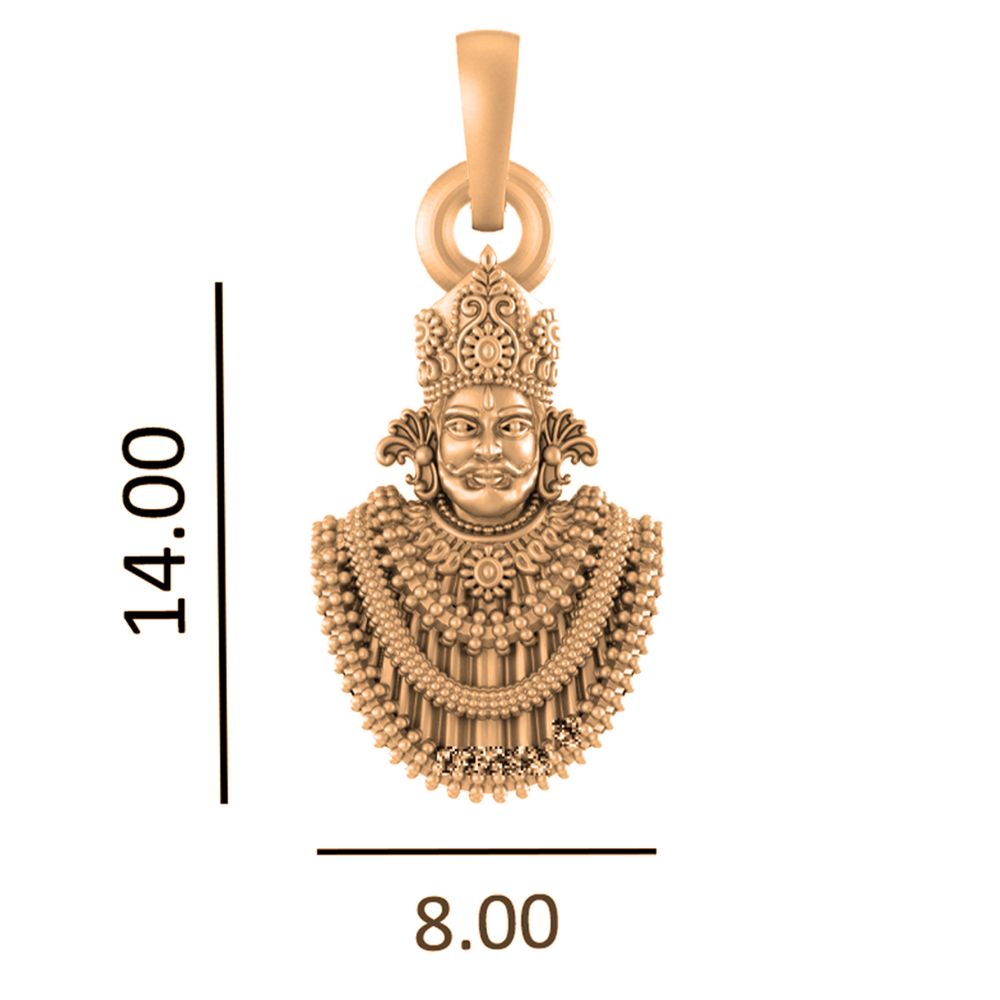 22 CT Gold Plated Silver (92.5% purity) God Baba Khatu Shyam Pendant by for Kids & Woman