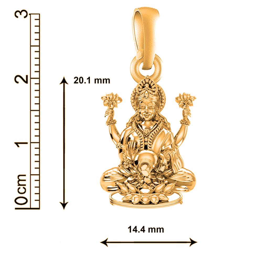 22KT Gold Plated Sterling Silver (92.5% Purity) Pure Silver Goddess Laxmi Ji Chain Pendant (Locket with Curb Chain-22 inches) for Men & Women