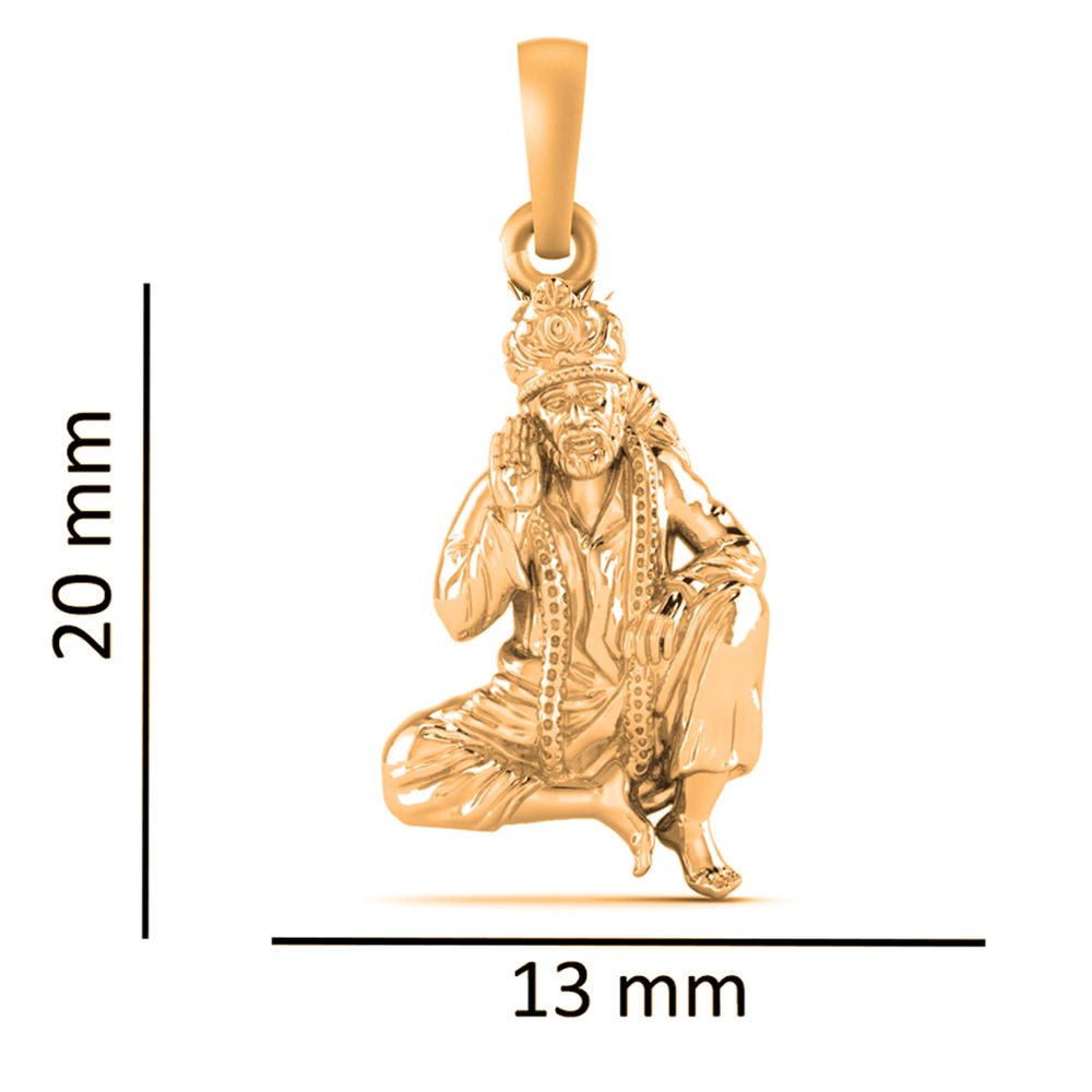 22KT Gold Plated Sterling Silver (92.5% Purity) Pure Silver God Shree Sai Baba chain Pendant (Locket with Ball Chain) for Women