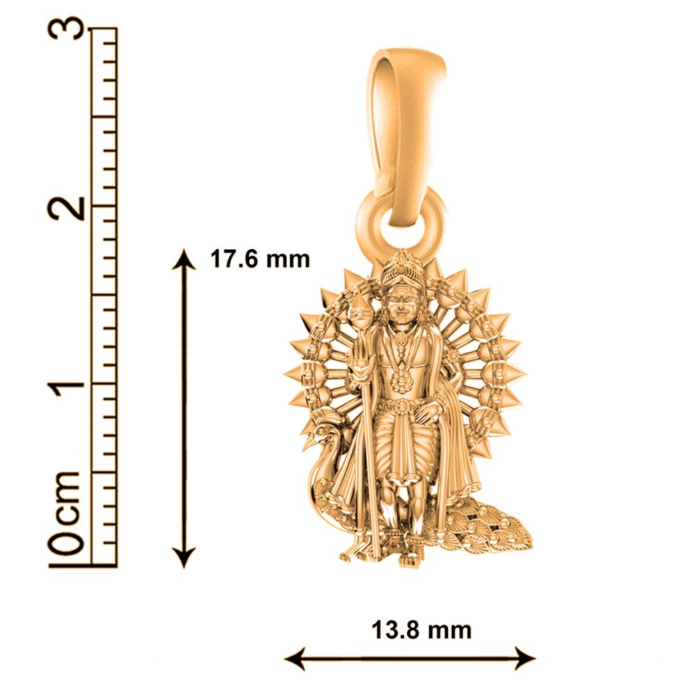 22KT Gold Plated Sterling Silver (92.5% Purity) Pure Silver God Kartikeya Chain Pendant (Locket with Ball Chain) for Women
