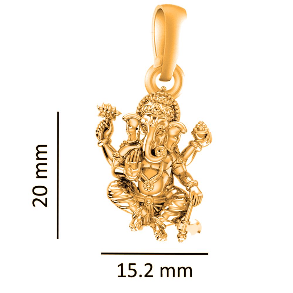 22KT Gold Plated Sterling Silver (92.5% Purity) Pure Silver God Ganesha Chain Pendant (Locket with Anchor Chain-22 inches) for Men & Women