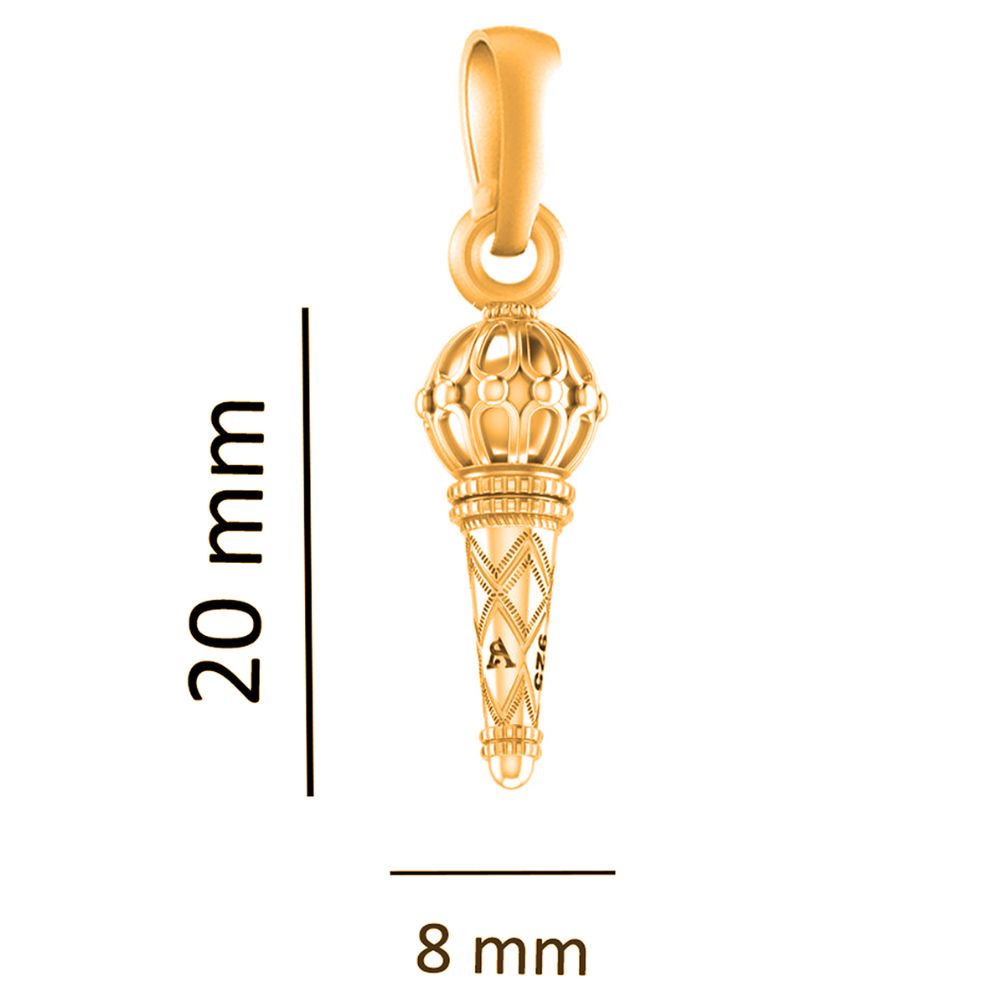 22KT Gold Plated Sterling Silver (92.5% Purity) Pure Silver God Hanuman Gada Chain Pendant (Locket with Anchor Chain- 22 inches) for Men & Women