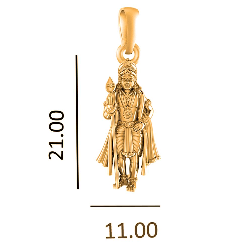 22KT Gold Plated Sterling Silver (92.5% Purity) Pure Silver God Kartikeya Chain Pendant (Locket with Ball Chain) for Women