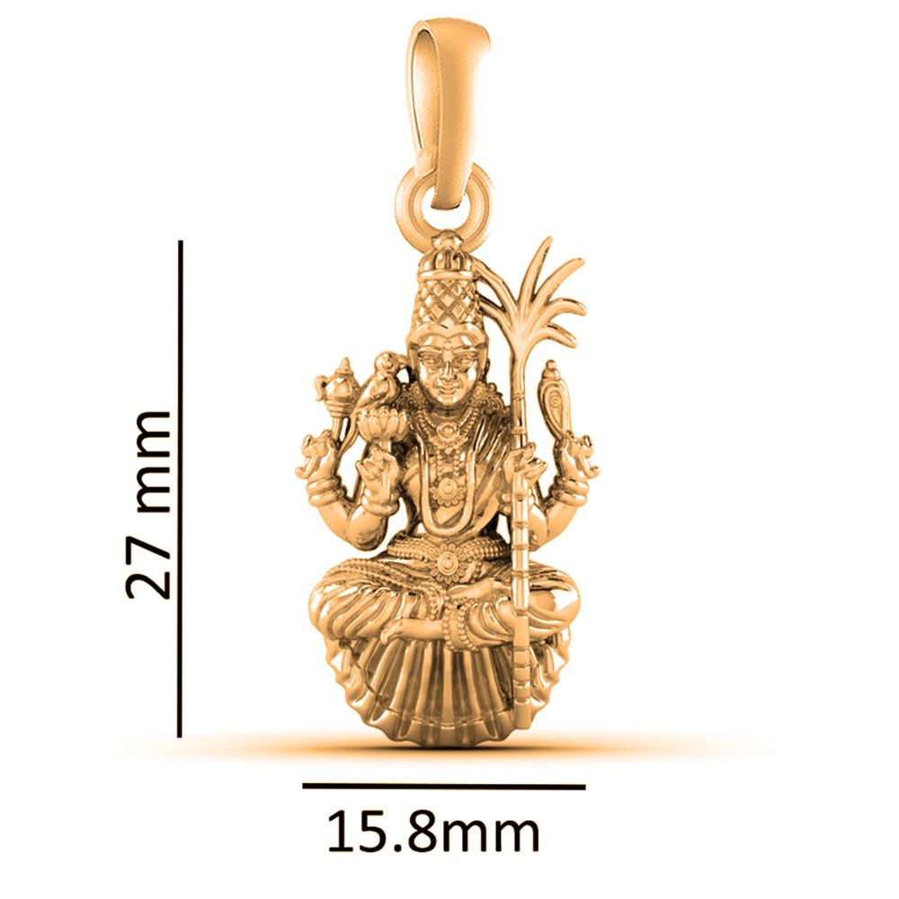22KT Gold Plated Sterling Silver (92.5% Purity) Goddess Maa Lalitha Parameswari Chain Pendant (Locket with Ball Chain) for Women