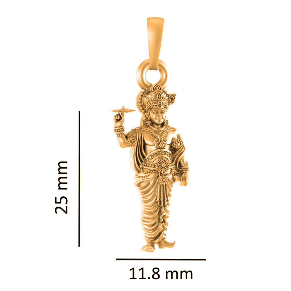 22KT Gold Plated Sterling Silver (92.5% Purity) Pure Silver God Krishna Chain Pendant (Locket with Ball Chain) for Women