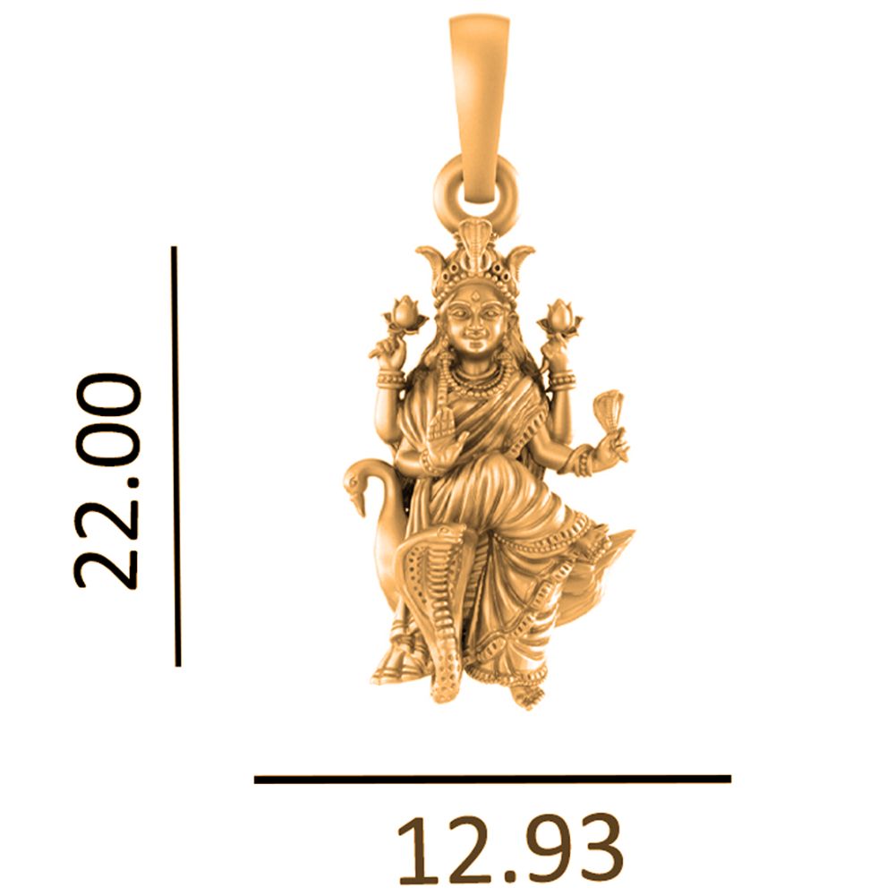 22KT Gold Plated Sterling Silver (92.5% Purity) Pure Silver Goddess Mansa Devi Ji chain Pendant (Locket with Box Chain) for Women