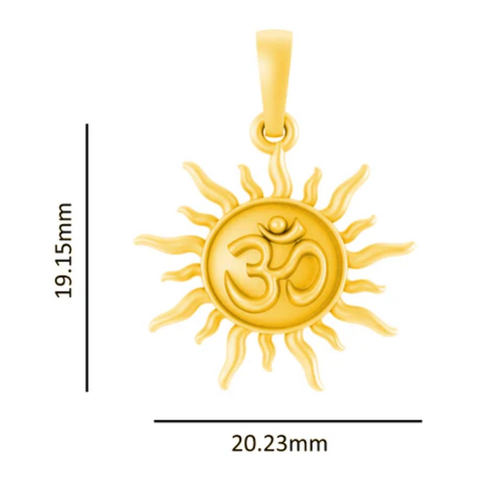 22KT Gold Plated Sterling Silver (92.5% Purity) Pure Silver Spiritual Sun Chain Pendant (Locket with Anchor Chain-22 inches) for Men & Women