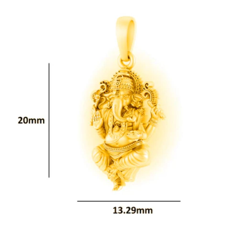 22KT Gold Plated Sterling Silver (92.5% Purity) Pure Silver God Ganesha Chain Pendant (Locket with Anchor Chain-18 inches) for Women