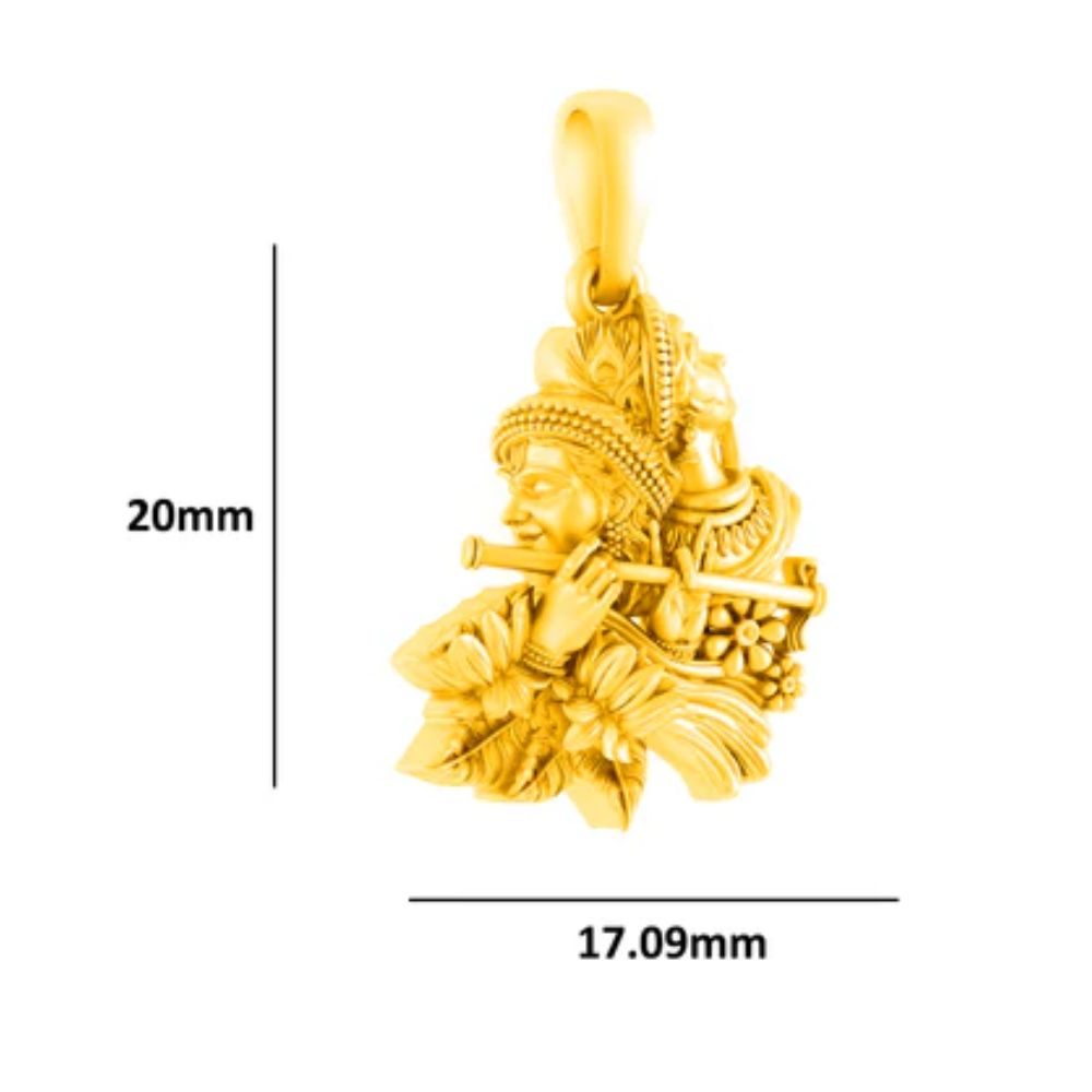 22KT Gold Plated Sterling Silver (92.5% Purity) Pure Silver God Radha Krishna Chain Pendant (Locket with Anchor Chain-22 inches) for Men & Women